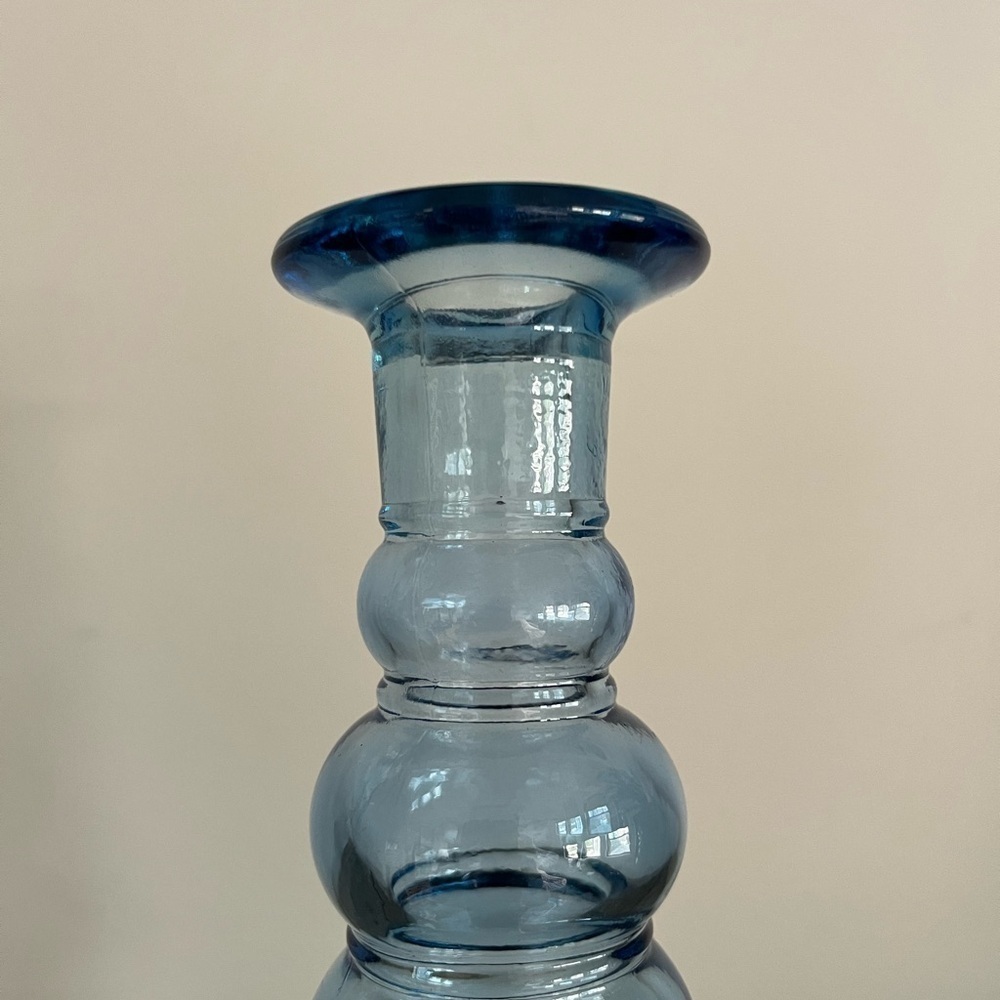 Elegant Blue Bubble Glass Candle Holder - Picture 2 of 6